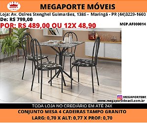 Conjunto de Mesa Granito 4 cadeiras