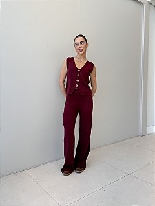 CONJUNTO LIANA - COLETE E CALÇA EM TRICOT