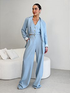 CONJUNTO FEMININO ALFAIATARIA COLETE E CALÇA PANTALONA BOTÕES DOURADOS