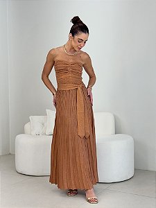 VESTIDO TRICOT TAMI TOMARA QUE CAIA DOURADO