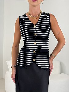 COLETE TRICOT BOTOES DOURADOS BETINA