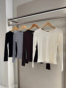 Blusa Manga Longa Malha Ribana