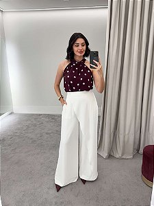 Blusa feminina chiffon poá cava americana dara