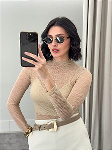 Blusa Tule Renda Texturizada Feminina