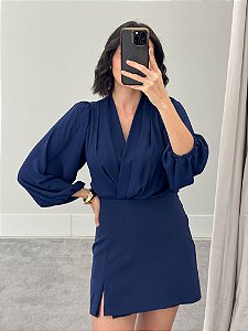 Body Manga Longa Feminino em Chiffon Ayana