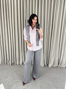 Calça Pantalona Tricot Peluciada Ju