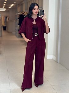 Calça Alfaiataria Pantalona Aline Vinho