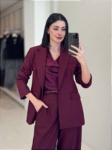 Blazer Alfaiataria Vinho Feminina Luiza