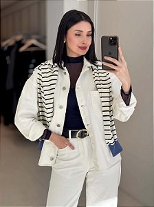 Camisa Jeans Feminina Oversized Algodão