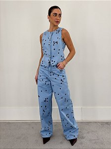 Calça Jeans Balloon Poá Feminina