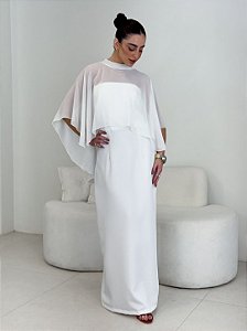 Vestido Longo Alfaiataria com Capa Feminino