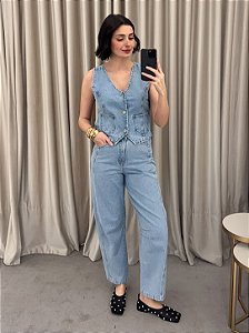 Colete Jeans Azul Claro Feminino