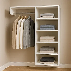 Closet Armário Nicho Estante Supenso De Parede Aberto Com Cabide Mdf