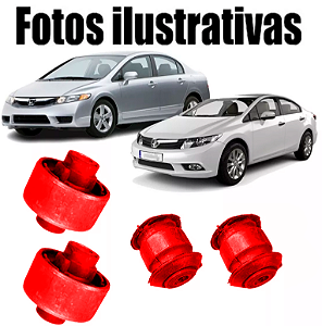 Kit 4 Buchas Bandejas Balanças Dianteira Civic 2012 Até 2016