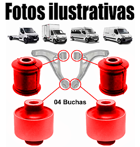 Kit C/ 4 Buchas Bandeja Renault Master 2014 Até 2022 Em Pu