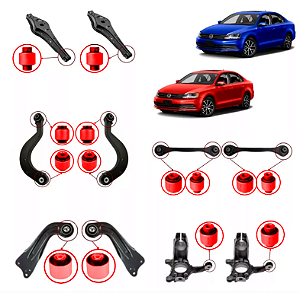 Kit 14 Buchas Suspensão Traseira Jetta 2005 2006 2007 2008 em Pu Poliuretano