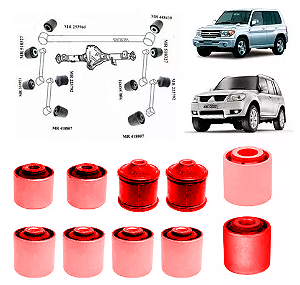 Kit 10 Buchas Braços Suspensão Traseira Pajero Tr4 02 A 15 em Pu Poliuretano