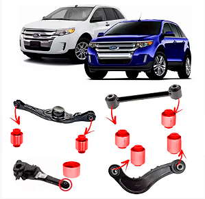 Kit Buchas para um lado da Suspensao Traseira Ford Edge 2007 2008 2009 2010 em Pu Poliuretano