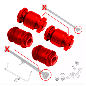 Kit Bucha Braço Traseiro Inferior Superior Chery Tiggo 09-1 em Pu Poliuretano