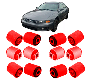 Kit 12 Buchas Suspensão traseira Mitsubishi Galant 1992 A 2005 em Pu Poliuretano