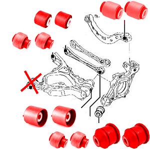 Kit 12 Buchas Braço Suspensao Traseira Audi A4 1998 A 2003 e Poliuretano