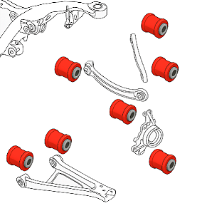 Kit 14 Buchas Traseira Audi Q7, Porsche Cayenne, VW Touareg 2011 2012 2013 2014 15 em PU Poliuretano