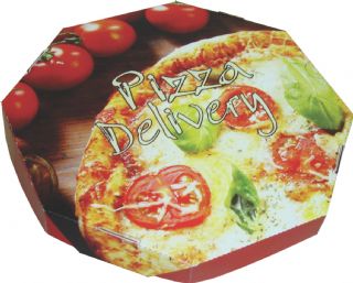 Caixa para Pizza Oitavada 35cm x 4cm - Kit 25 Unidades