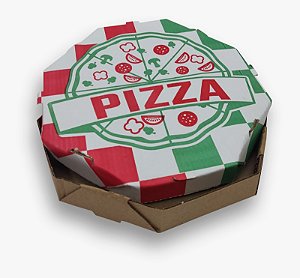 Caixa para Pizza Oitavada Flexografia 25cm X 3cm - Kit com 25 Unidades