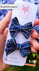 Parzinho Laço Mini Boutique Jeans