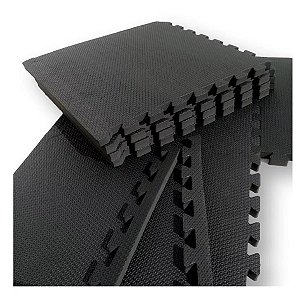 Kit 12 Tatames Tapetes EVA 50x50x1cm 10mm Preto