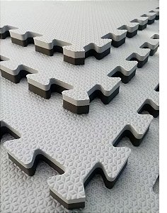 Kit 8 Tatames Tapetes EVA 50x50x3cm Dupla Face Cinza com Preto