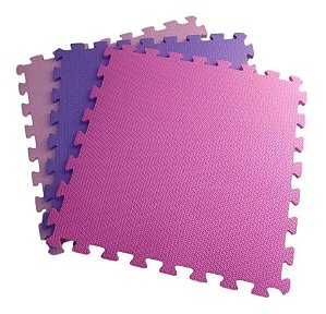 Kit 10 Tatames Tapetes EVA 50x50x1cm 10mm Infantil Bebê Tons de Rosa