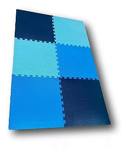 Kit 10 Tatames Tapetes EVA 50x50x1cm 10mm Infantil Bebê Tons de Azul