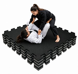 Kit 6 Tatame Tapete EVA 1x1 20mm 100x100x2cm CINZA e PRETO