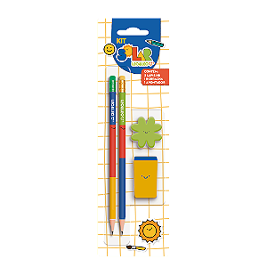 Kit Lápis HB Solar Blister c/ 2 Lápis/ 1 Apontador/ 1 Borracha - Leo&Leo