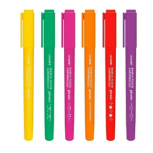 Kit Marca Texto Carimbo Roller Picnic  6 Cores - Leonora