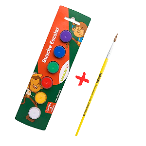 Guache Escolar 3,68ml 6 Cores + Pincel - Leo&Leo