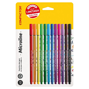 Canetas Microline Fineliner 12 cores 0.4mm - Compactor