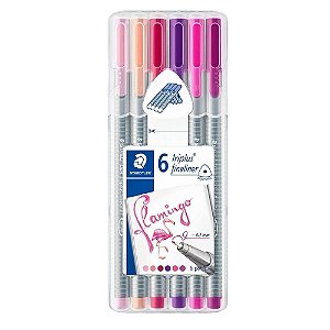 Caneta Fineliner 0,3mm - 6 Cores Triplus Flamingo - Staedtler