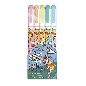 Marca Texto Duas Pontas Ursinho Pooh 5 Cores Pastel - Leonora
