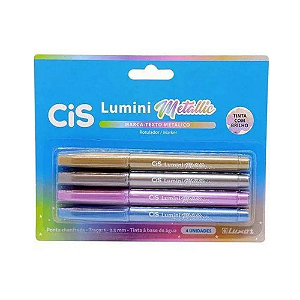 Marca Texto Metálico Lumini Metallic Estojo c/ 4 Cores - Cis