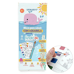 Bloco De Colorir Com Aquarela Fundo do Mar - Le&Leo