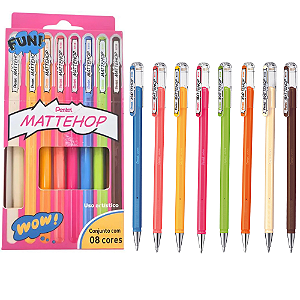 Kit c/ 8 Caneta Gel Mattehop 1.0mm NOVAS CORES - Pentel