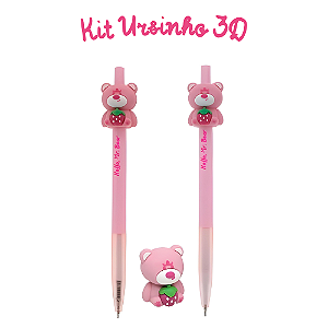 Kit Ursinho 3D (Caneta, Lapiseira e Borracha) - Molin