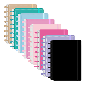 Caderno de Discos Colors A5 (8 furos) c/ Capa Dura e Costurada