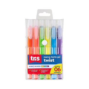 Marca Texto Gel Twist  6 Cores - Tris