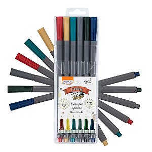 Kit de Canetas FineLiner Vintage 0.4mm 6 Cores - BRW