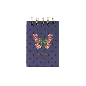 Caderno Pocket Argolado Borboletas Capa Dura 80fls - Molin
