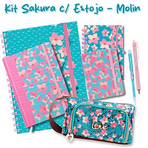 Kit de Papelaria Sakura c/ Estojo - Molin
