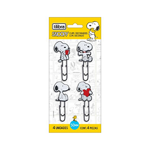 Clips Decorado Snoopy 50mm 4 Unidades - Tilibra